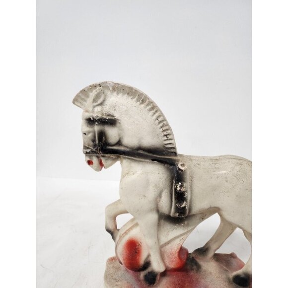 Vintage Large Carnival Trojan Horse Chalkware Statue Figurine Mid Century Modern - Picture 2 of 10